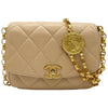 シャネル CHANEL コインモチーフショルダーバッグ AS2222 30番台 ベージュ ゴールド金具 ラムスキン レディース ショルダーバッグ