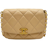 シャネル CHANEL コインモチーフショルダーバッグ AS2222 30番台 ベージュ ゴールド金具 ラムスキン レディース ショルダーバッグ