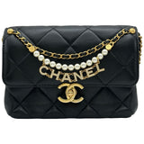 シャネル CHANEL マトラッセ ロゴチャームチェーンショルダー AS4986 ブラック ゴールド金具 ラムスキン レディース ショルダーバッグ