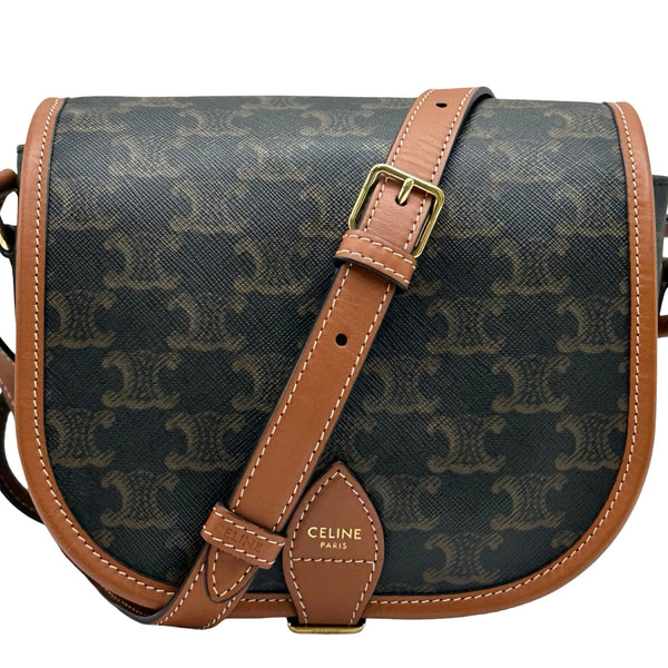 激安！CELINE セリーヌ レザー ショルダーバッグ ダークブラウン セリーヌ CELINE ミディアムフォルコバッグ 191502 ダークブラウン
