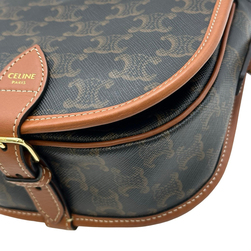 激安！CELINE セリーヌ レザー ショルダーバッグ ダークブラウン セリーヌ CELINE ミディアムフォルコバッグ 191502 ダークブラウン