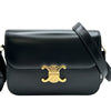 セリーヌ CELINE クラシックトリオンフショルダーバッグ ブラック ゴールド金具 シャイニーラムスキン レディース ショルダーバッグ