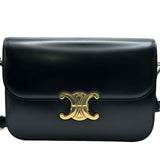 セリーヌ CELINE クラシックトリオンフショルダーバッグ ブラック ゴールド金具 シャイニーラムスキン レディース ショルダーバッグ