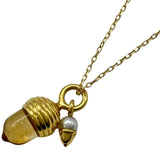 ミキモト MIKIMOTO ドングリモチーフネックレス ゴールド K18 シトリン ベビーパール ジュエリー