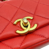 シャネル CHANEL マトラッセスモールフラップ2WAYバッグ AS2387 31番台 レッド ゴールド金具 ラムスキン レディース ショルダーバッグ