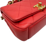 シャネル CHANEL マトラッセスモールフラップ2WAYバッグ AS2387 31番台 レッド ゴールド金具 ラムスキン レディース ショルダーバッグ