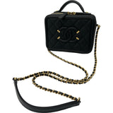 シャネル CHANEL CCフィグリースモールバニティショルダーバッグ A93342 26番台 ブラック ゴールド金具 キャビアスキン レディース ショルダーバッグ