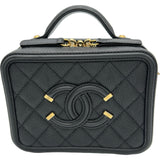 シャネル CHANEL CCフィグリースモールバニティショルダーバッグ A93342 26番台 ブラック ゴールド金具 キャビアスキン レディース ショルダーバッグ