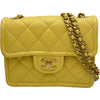 シャネル CHANEL マトラッセミニフラップバッグ 30番台 イエロー ゴールド金具 ソフトキャビアスキン レディース ショルダーバッグ