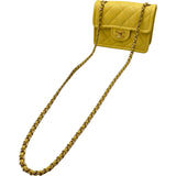 シャネル CHANEL マトラッセミニフラップバッグ 30番台 イエロー ゴールド金具 ソフトキャビアスキン レディース ショルダーバッグ