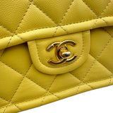 シャネル CHANEL マトラッセミニフラップバッグ 30番台 イエロー ゴールド金具 ソフトキャビアスキン レディース ショルダーバッグ