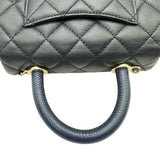 シャネル CHANEL ココハンドルXXS AS2215 31番台 ネイビー ゴールド金具 キャビアスキン レディース ショルダーバッグ