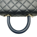 シャネル CHANEL ココハンドルXXS AS2215 31番台 ネイビー ゴールド金具 キャビアスキン レディース ショルダーバッグ