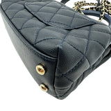 シャネル CHANEL ココハンドルXXS AS2215 31番台 ネイビー ゴールド金具 キャビアスキン レディース ショルダーバッグ