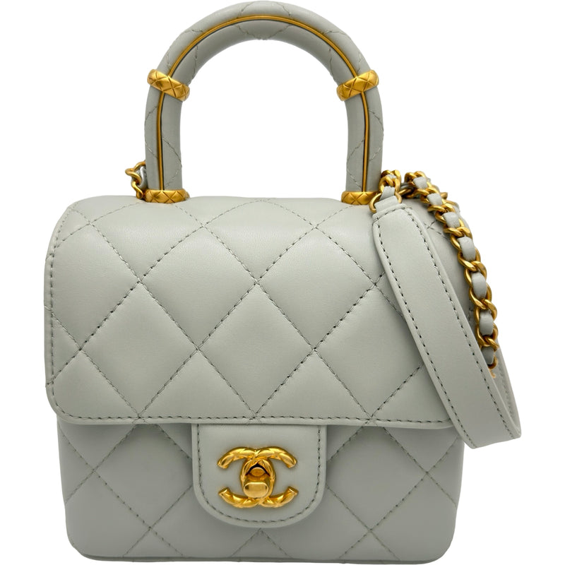 シャネル CHANEL トップハンドルショルダーバッグ AS4035 ライトグレー