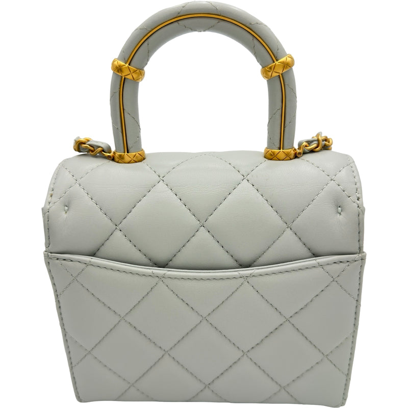 シャネル CHANEL トップハンドルショルダーバッグ AS4035 ライトグレー
