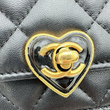 シャネル CHANEL ハートロックチェーンウォレット AP3285 ブラック ゴールド金具 ラムスキン レディース ショルダーバッグ