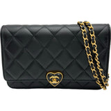 シャネル CHANEL ハートロックチェーンウォレット AP3285 ブラック ゴールド金具 ラムスキン レディース ショルダーバッグ