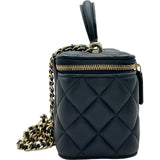 シャネル CHANEL トップハンドルミニバニティチェーンショルダー AP2199 ネイビー ゴールド金具 ラムスキン レディース ショルダーバッグ