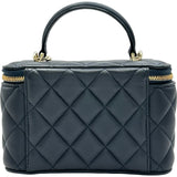 シャネル CHANEL トップハンドルミニバニティチェーンショルダー AP2199 ネイビー ゴールド金具 ラムスキン レディース ショルダーバッグ