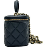 シャネル CHANEL トップハンドルミニバニティチェーンショルダー AP2199 ネイビー ゴールド金具 ラムスキン レディース ショルダーバッグ