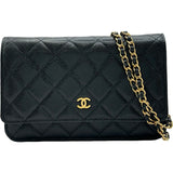 シャネル CHANEL マトラッセチェーンウォレット AP0250 ブラック ゴールド金具 キャビアスキン レディース ショルダーバッグ