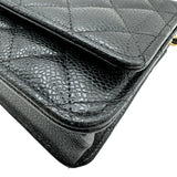 シャネル CHANEL マトラッセチェーンウォレット AP0250 ブラック ゴールド金具 キャビアスキン レディース ショルダーバッグ