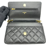 シャネル CHANEL マトラッセチェーンウォレット AP0250 ブラック ゴールド金具 キャビアスキン レディース ショルダーバッグ