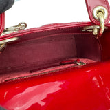 クリスチャン・ディオール Christian Dior レディディオールミニ レッド ゴールド金具 パテント レディース ハンドバッグ