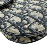 クリスチャン・ディオール Christian Dior オブリークサドルバッグ ネイビー ゴールド金具 キャンパス レディース ショルダーバッグ