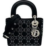 クリスチャン・ディオール Christian Dior レディディオールミニ M0500PRTC ブラック シルバー金具 サテン/ビジュー レディース ショルダーバッグ