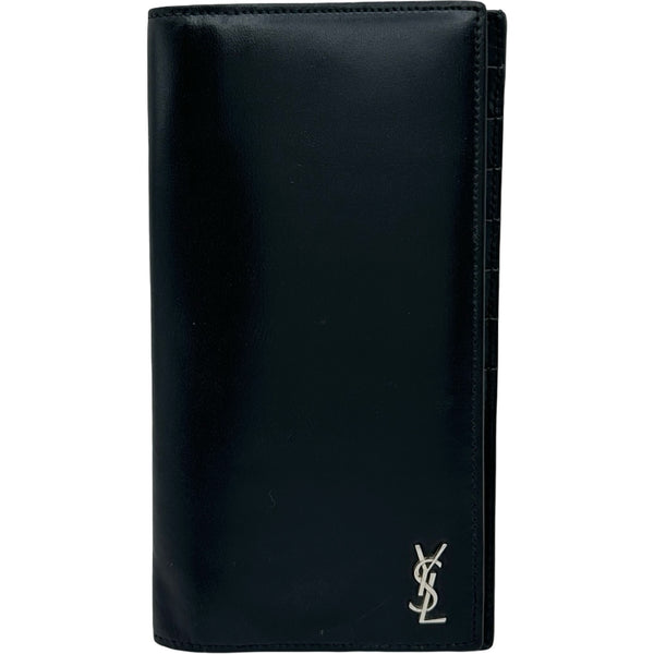 【購入者確定済み】SAINT LAURENT ブラックレザー 長財布 YVES SAINT LAURENT ファスナー長財布 607746 ブラック シルバー金具