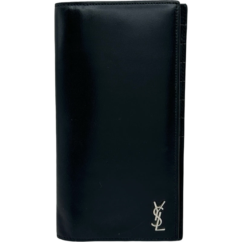 YVES SAINT LAURENT ファスナー長財布 607746 ブラック シルバー金具