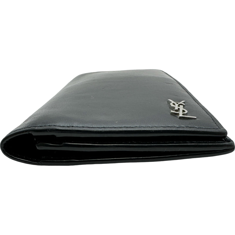 YVES SAINT LAURENT ファスナー長財布 607746 ブラック シルバー金具