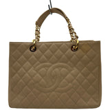 シャネル CHANEL GSTチェーントートバッグ A50995 ベージュ ゴールド金具 キャビアスキン レディース ショルダーバッグ