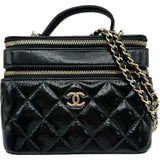 シャネル CHANEL バニティケース ショルダーバッグ AP2917 ブラック　ゴールド金具 シャイニーパテント レディース ショルダーバッグ