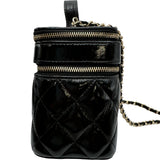シャネル CHANEL バニティケース ショルダーバッグ AP2917 ブラック　ゴールド金具 シャイニーパテント レディース ショルダーバッグ