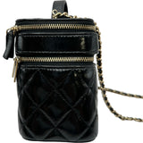 シャネル CHANEL バニティケース ショルダーバッグ AP2917 ブラック　ゴールド金具 シャイニーパテント レディース ショルダーバッグ