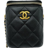 シャネル CHANEL バニティチェーンショルダーバッグ ブラック ゴールド金具 キャビアスキン レディース ショルダーバッグ