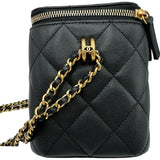 シャネル CHANEL バニティチェーンショルダーバッグ ブラック ゴールド金具 キャビアスキン レディース ショルダーバッグ