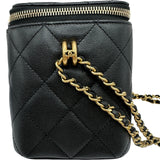 シャネル CHANEL バニティチェーンショルダーバッグ ブラック ゴールド金具 キャビアスキン レディース ショルダーバッグ