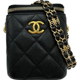シャネル CHANEL バニティチェーンショルダーバッグ ブラック ゴールド金具 キャビアスキン レディース ショルダーバッグ