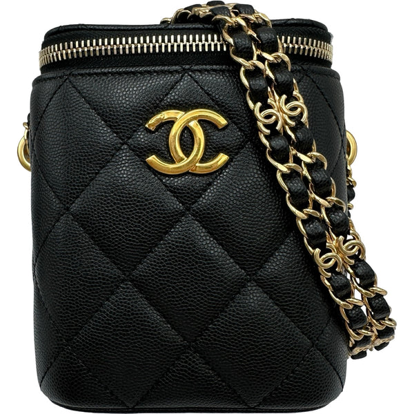 シャネル CHANEL バニティチェーンショルダーバッグ ブラック ゴールド