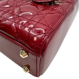 クリスチャン・ディオール Christian Dior レディディオールミニ レッド ゴールド金具 カナージュパテント レディース ショルダーバッグ