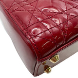クリスチャン・ディオール Christian Dior レディディオールミニ レッド ゴールド金具 カナージュパテント レディース ショルダーバッグ