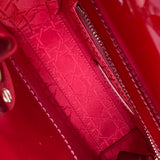クリスチャン・ディオール Christian Dior レディディオールミニ レッド ゴールド金具 カナージュパテント レディース ショルダーバッグ