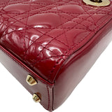 クリスチャン・ディオール Christian Dior レディディオールミニ レッド ゴールド金具 カナージュパテント レディース ショルダーバッグ