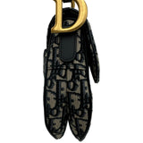 クリスチャン・ディオール Christian Dior オブリークサドルバッグ ネイビー ゴールド金具 キャンパス レディース ショルダーバッグ