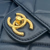 シャネル CHANEL マトラッセメダルチャームチェーンショルダー ネイビー ゴールド金具 ラムスキン レディース ショルダーバッグ