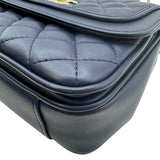 シャネル CHANEL ラブリーデイスクエアプラップバッグ A57895 26番台 ダークブルー ゴールド金具 ラムスキン レディース ショルダーバッグ